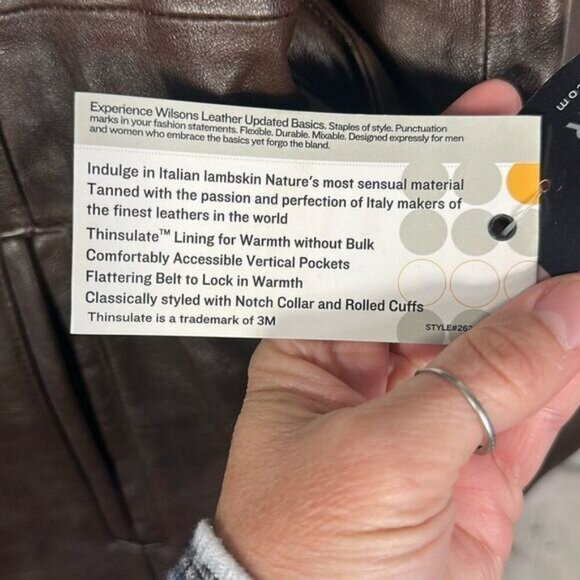 NEW Vintage 80s Wilsons Leather Thinsulate Lining Belted Jacket Coat XL Burgundy - Picture 3 of 13